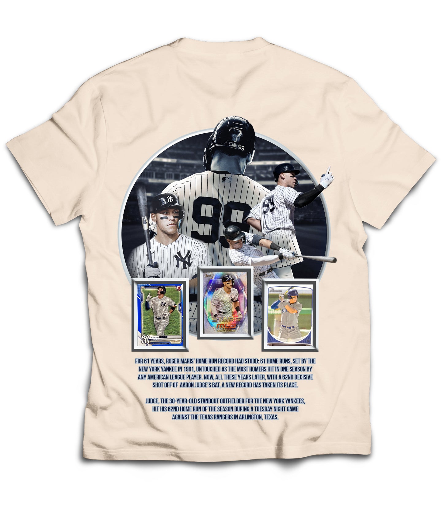 Aaron Judge Tribute Vintage Shirt: Front/Back (White)