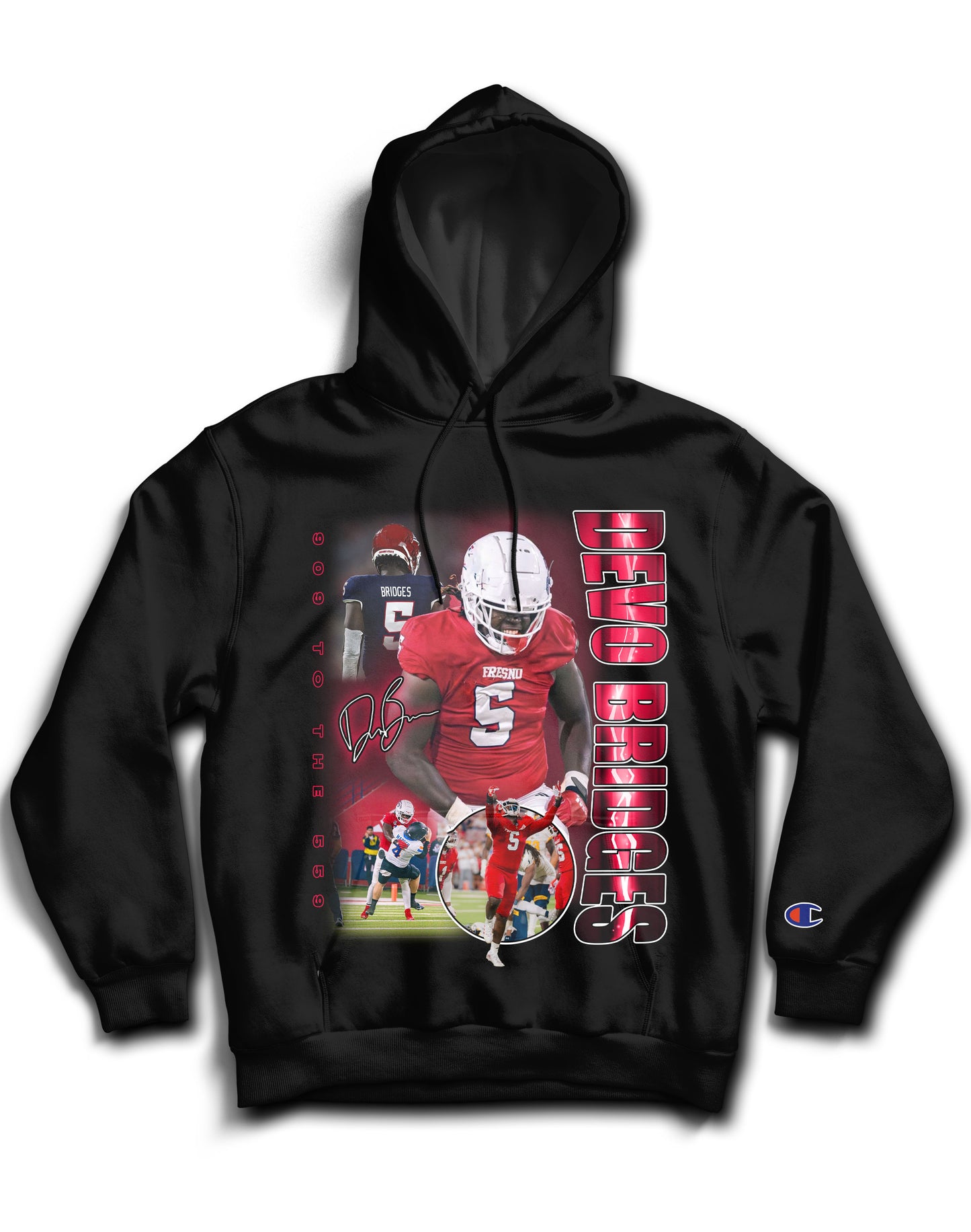 Devo Bridges "909 To The 559" Tribute Hoodie *LIMITED EDITION* (Black & White)