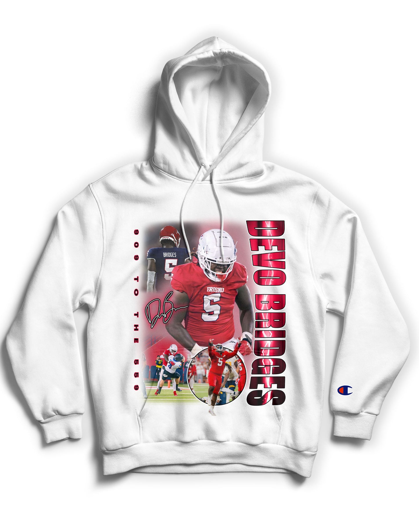 Devo Bridges "909 To The 559" Tribute Hoodie *LIMITED EDITION* (Black & White)