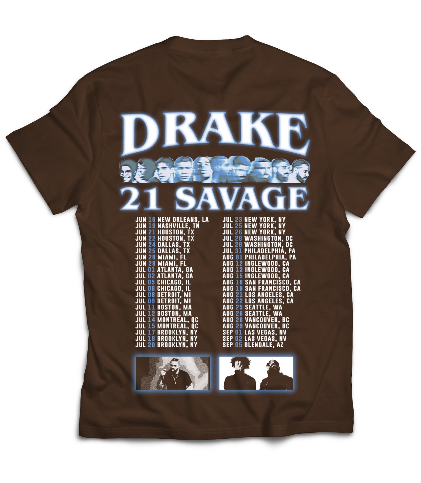 Drake/21 Savage Tribute Vintage Shirt: Front/Back (Mocha)