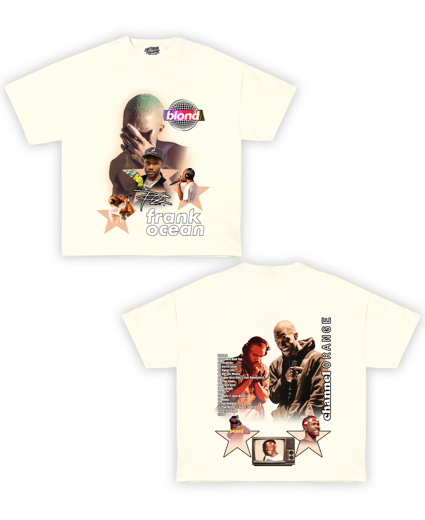 Frank Ocean Tribute Vintage Shirt: Front/Back (White)