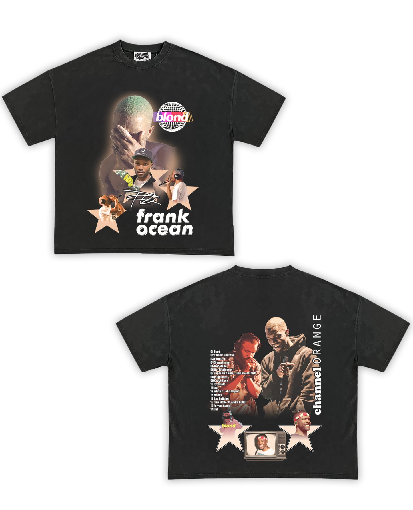 Frank Ocean Tribute Vintage Shirt: Front/Back (Vintage Black)