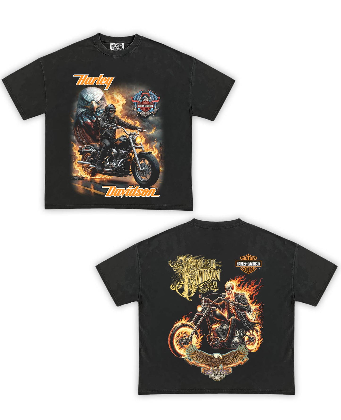 Harley Tribute Vintage Shirt: Front/Back (Vintage Black)