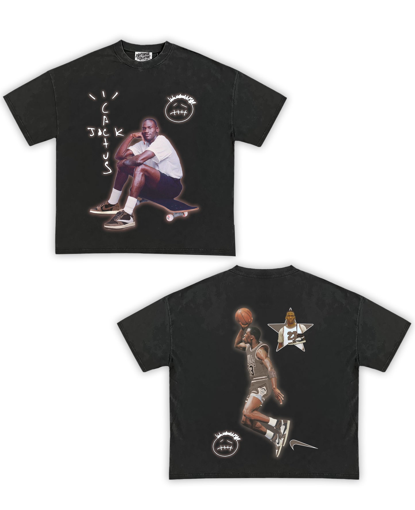 GOAT Cactus Jack Tribute Vintage Shirt: Front/Back (Vintage Black)