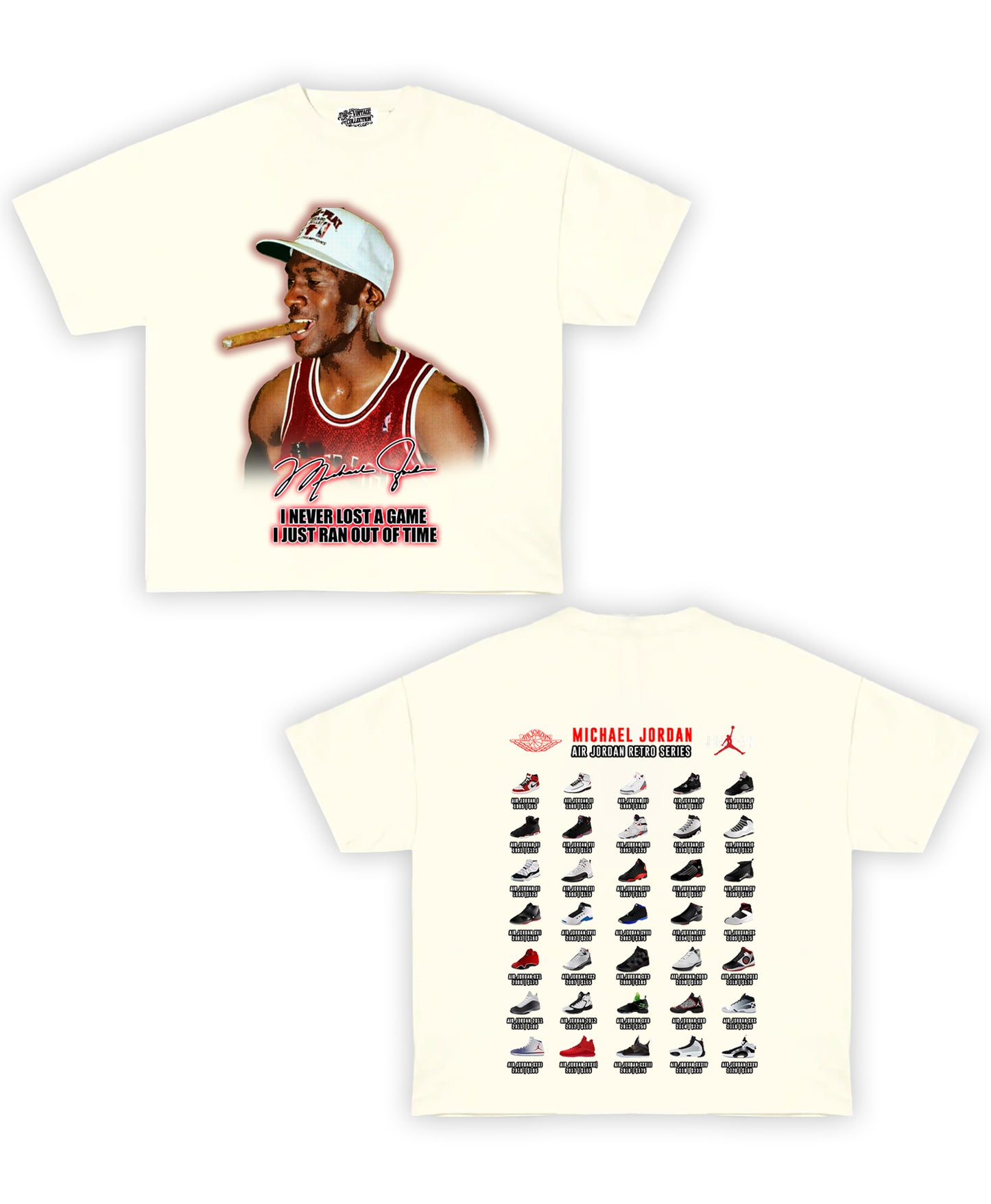 Air Jordan's Tribute Vintage Shirt: Front/Back (White)
