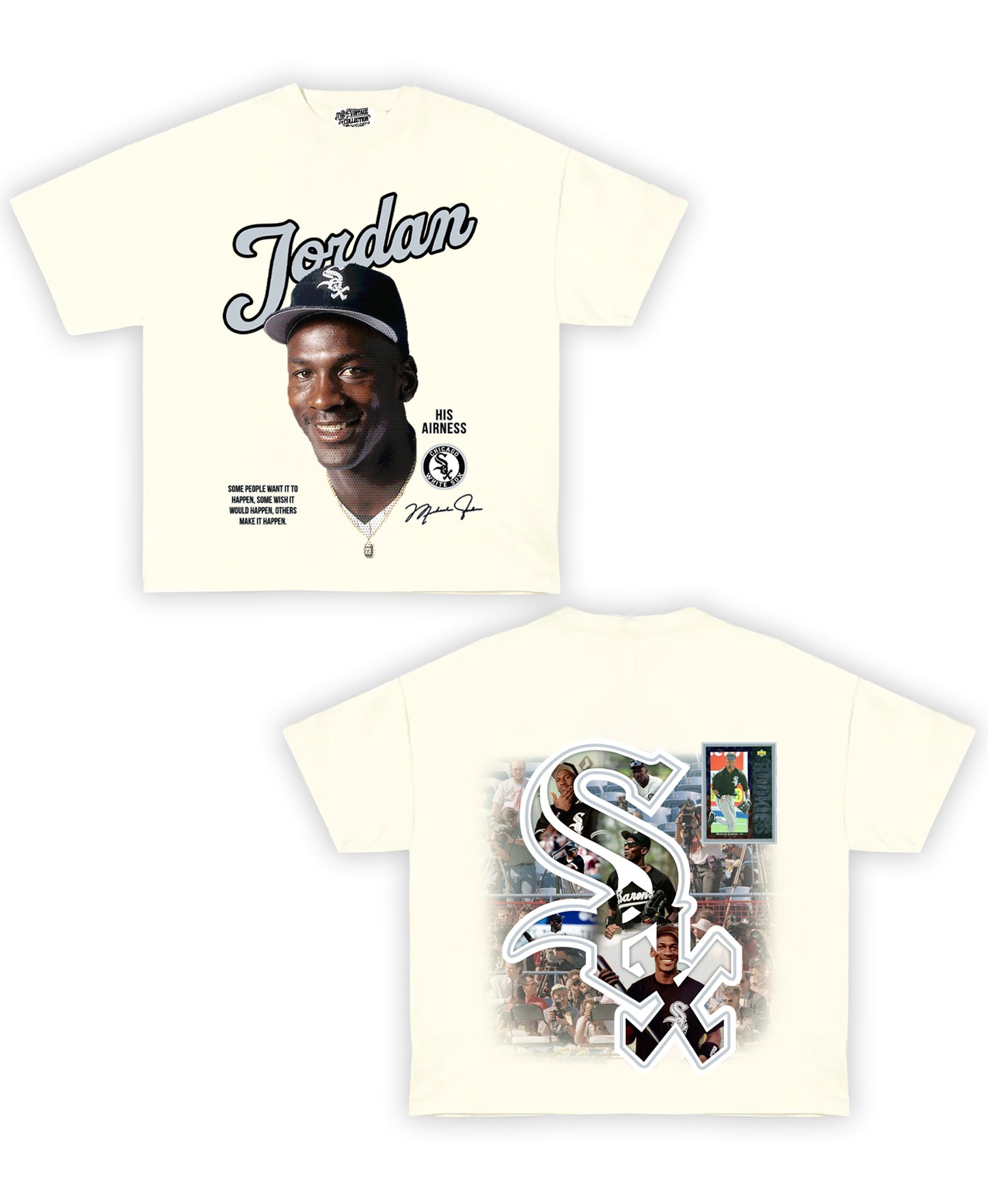 Jordan White Sox Tribute Vintage Shirt: Front/Back (White)