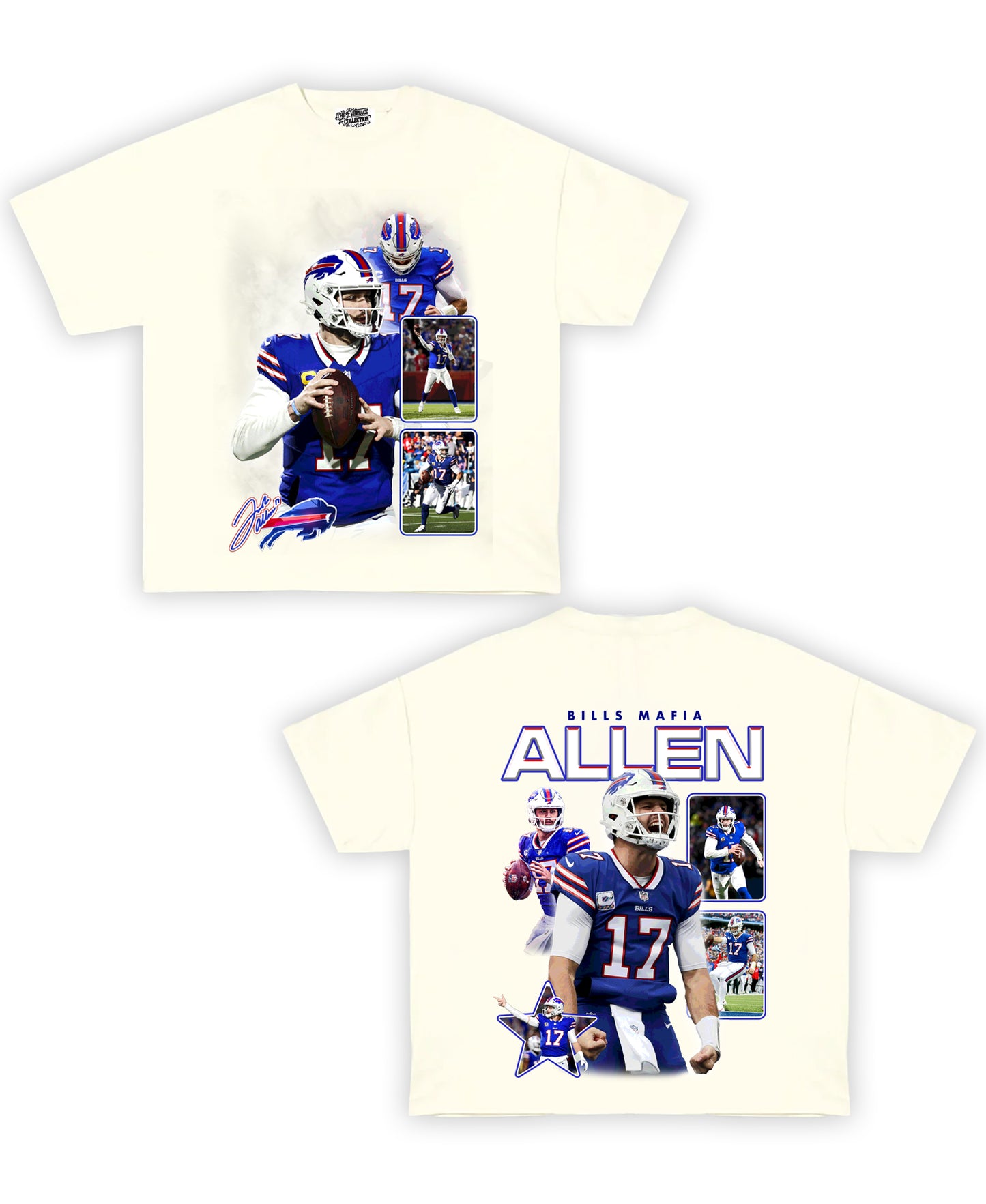 Josh Allen Tribute Vintage Shirt: Front/Back (White)