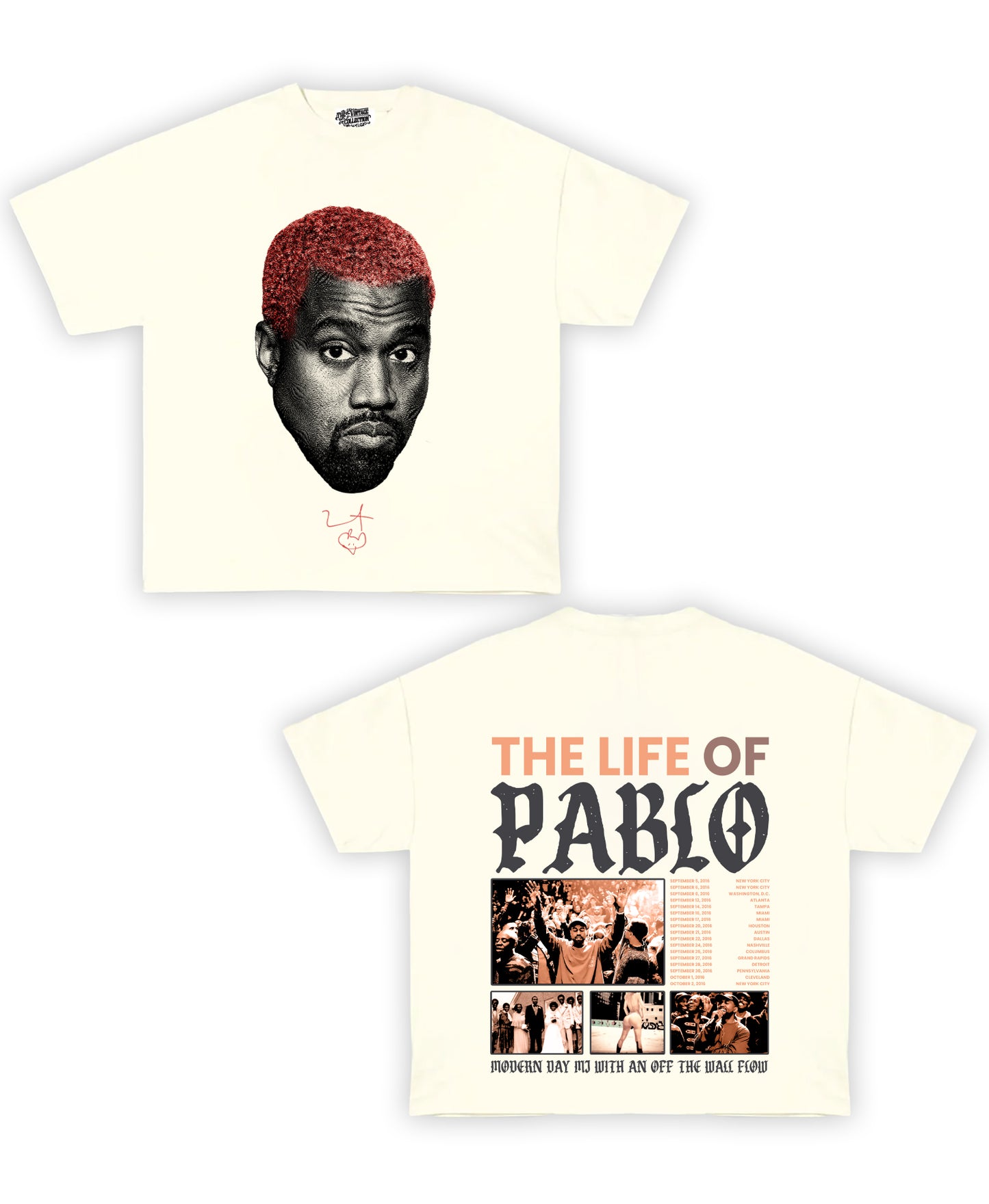 Kanye West Tribute Vintage Shirt: Front/Back (White)