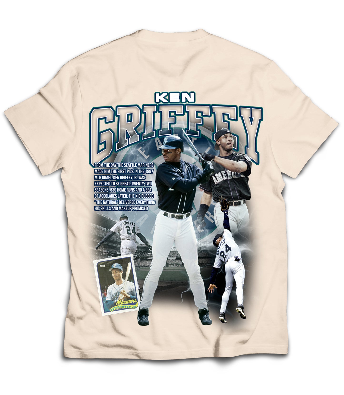 Ken Griffey Jr Tribute Vintage Shirt: Front/Back (White)
