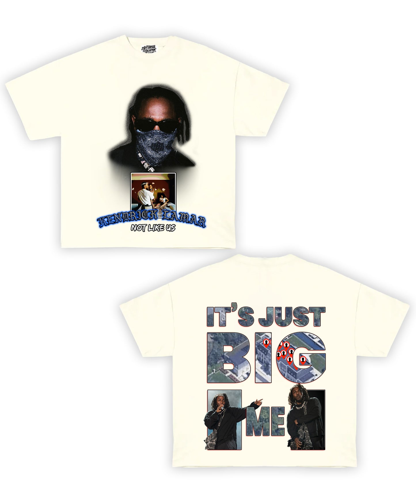 Kendrick Lamar Tribute Vintage Shirt: Front/Back (White)