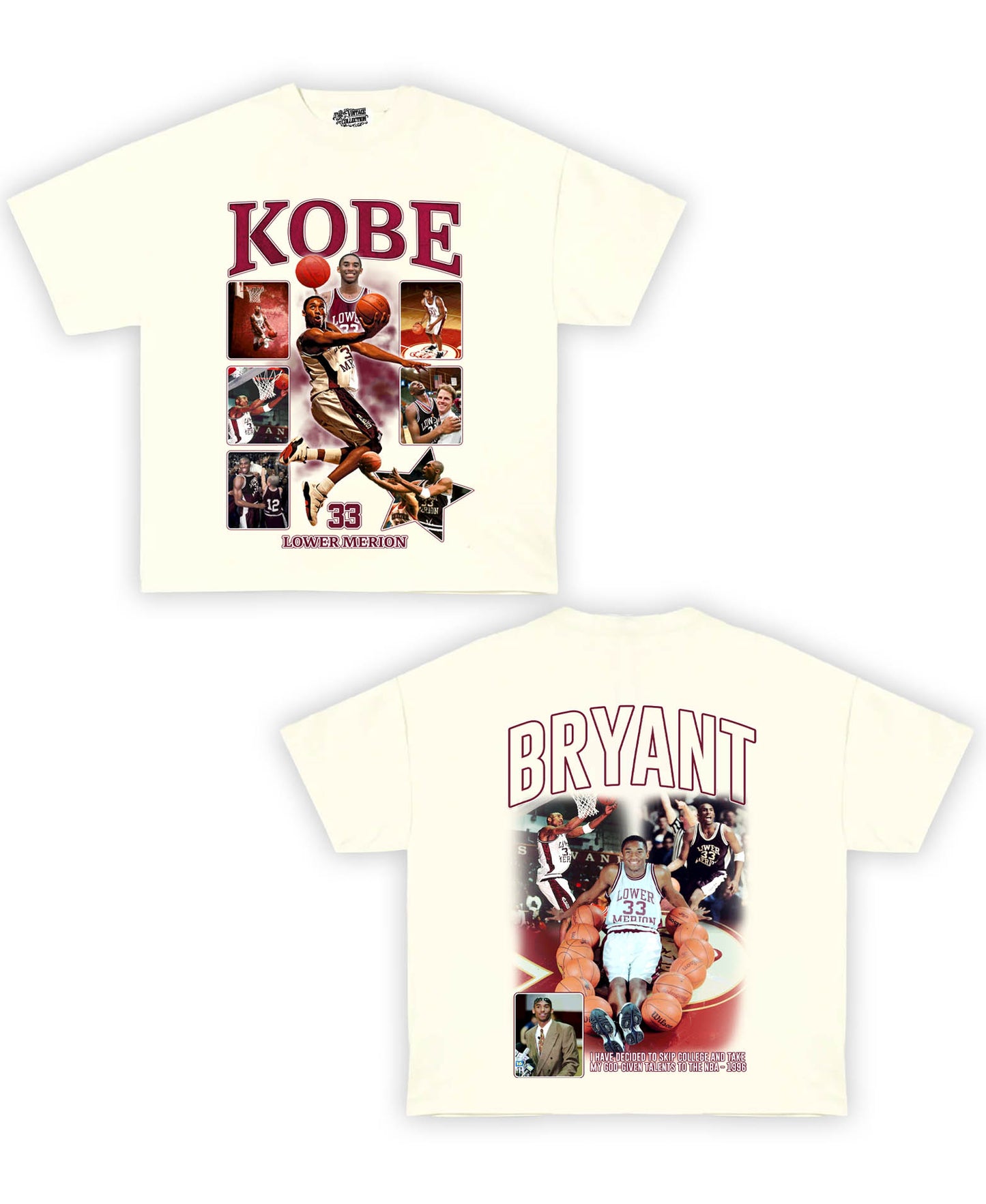 Kobe Bryant High School Tribute Vintage Shirt: Front/Back (White)