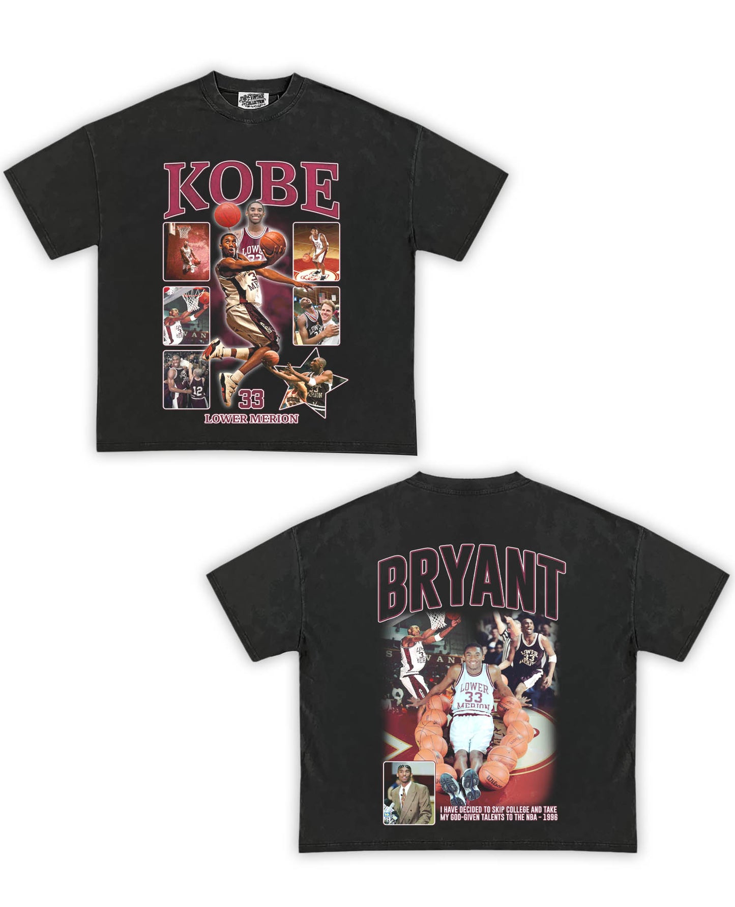 Kobe Bryant High School Tribute Vintage Shirt: Front/Back (Vintage Black)