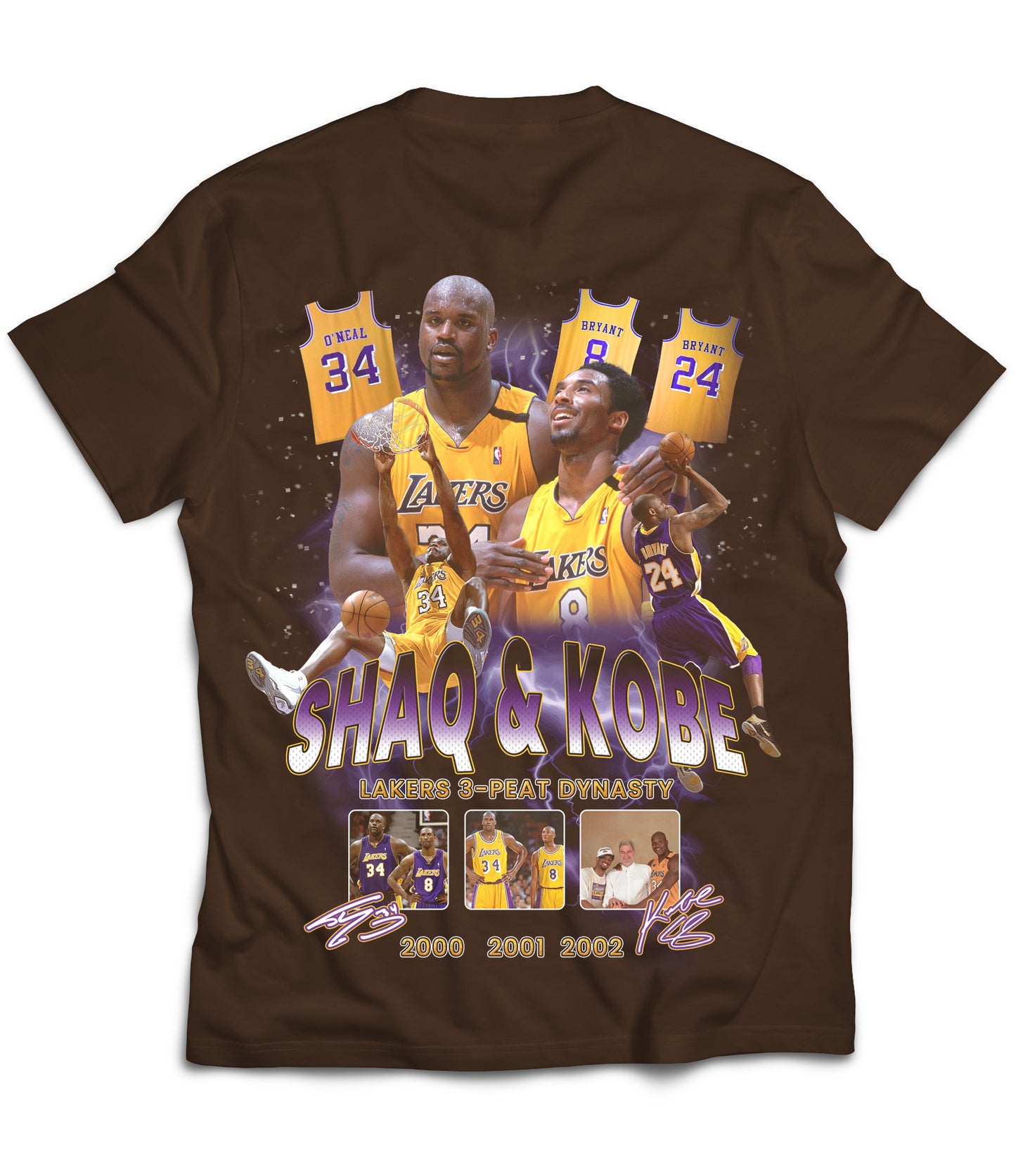 Kobe / Shaq Tribute Vintage Shirt: Front/Back (Mocha)