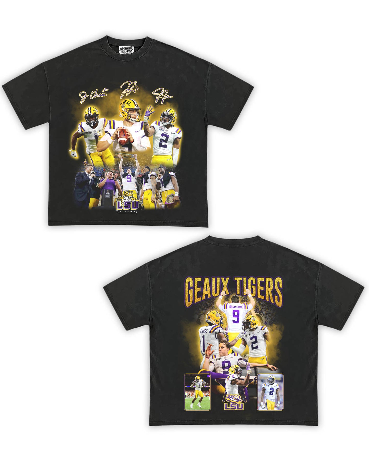 LSU Tribute Vintage Shirt: Front/Back (Vintage Black)