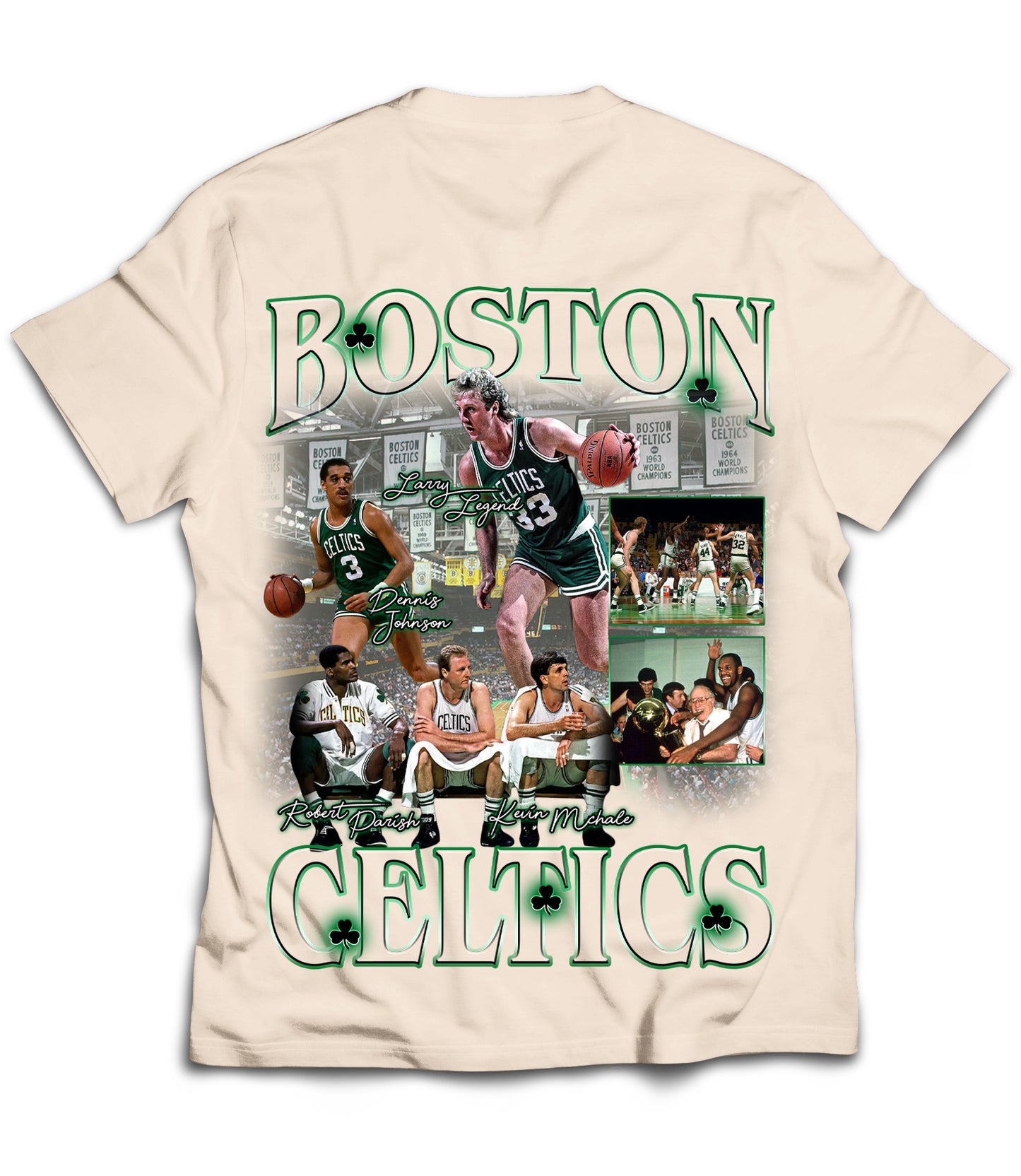 Larry Bird Tribute Vintage Shirt: Front/Back (White)