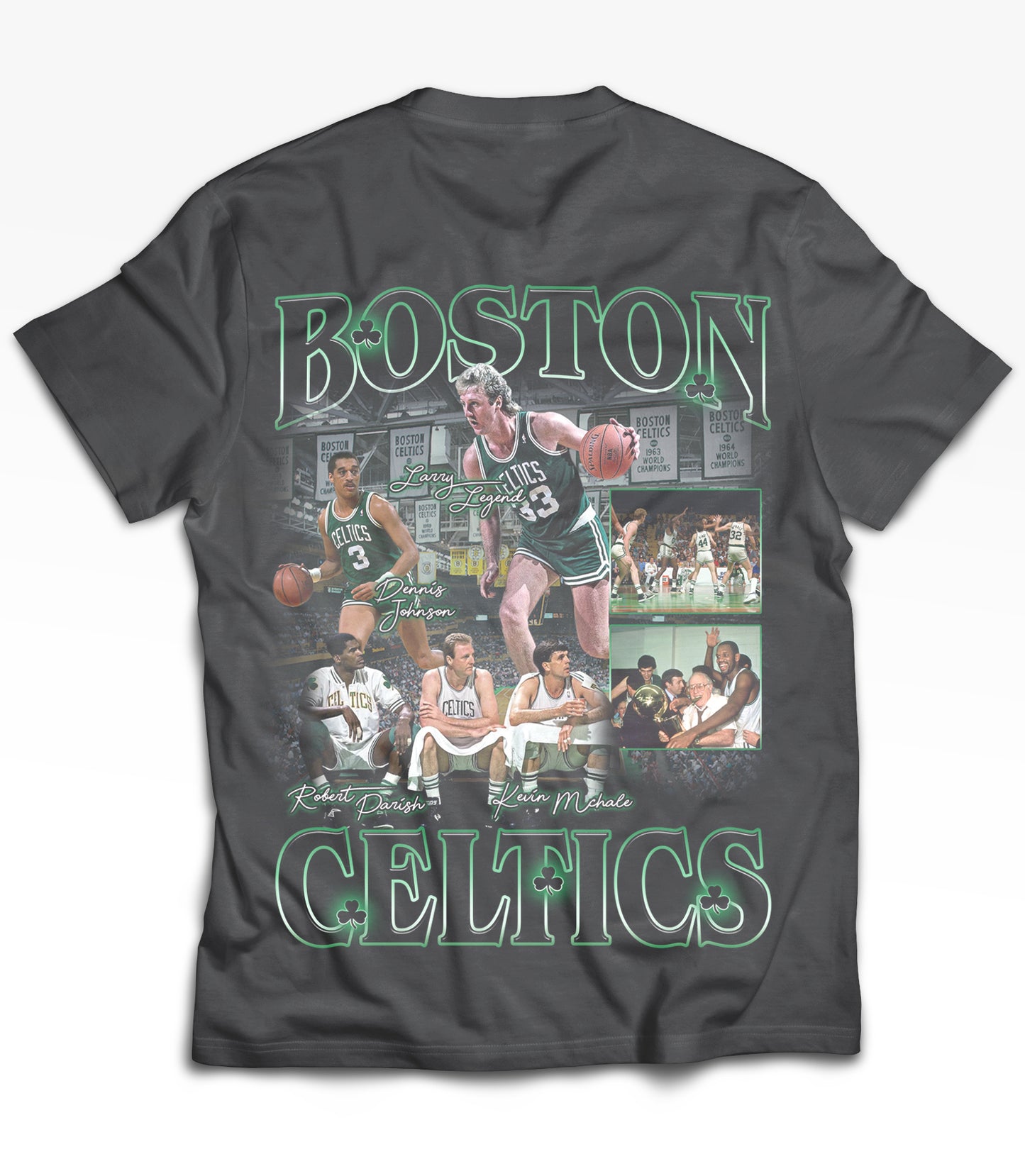 Larry Bird Tribute Vintage Shirt: Front/Back (Vintage Black)