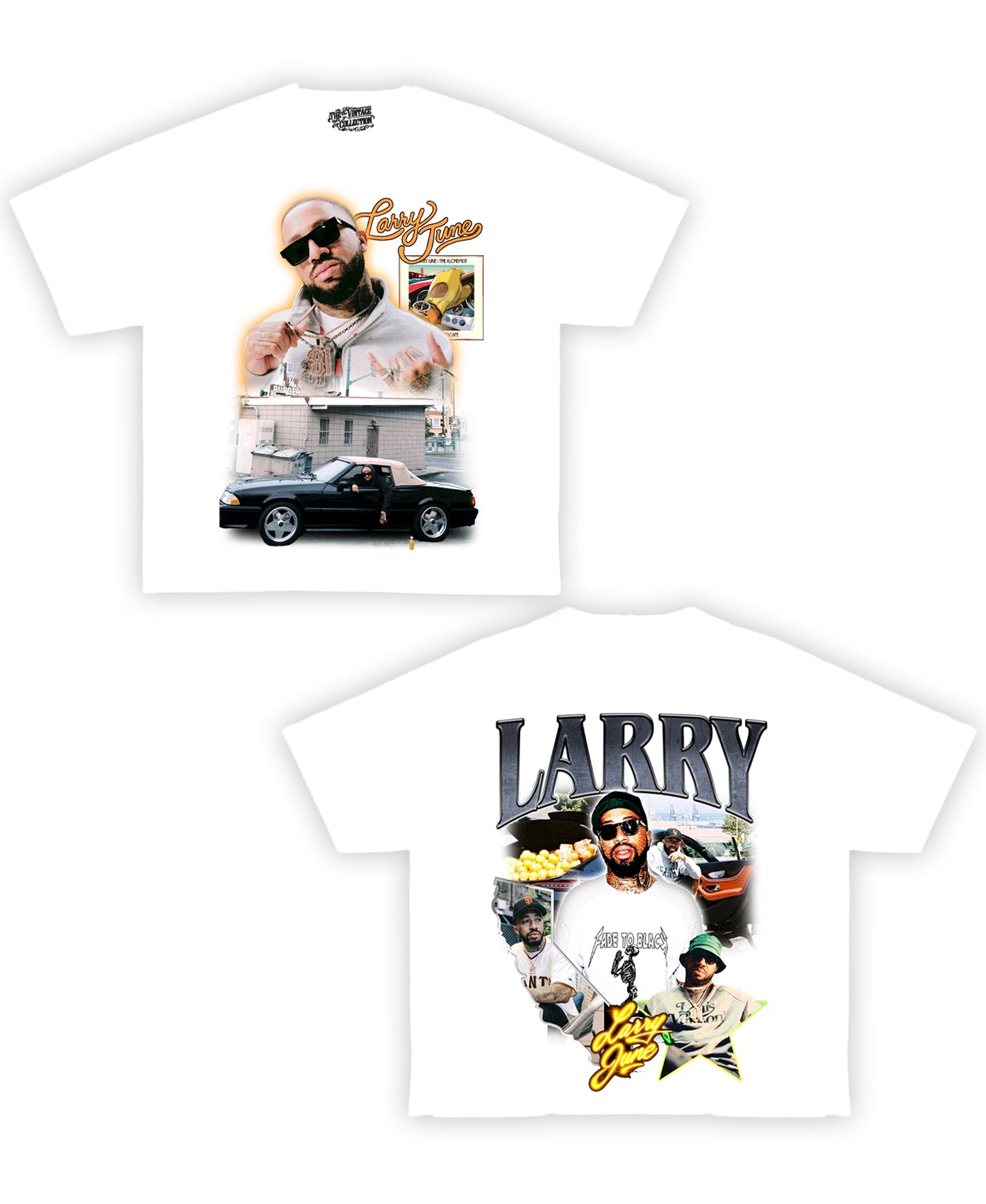 Larry June Tribute Vintage Shirt: Front/Back (White)