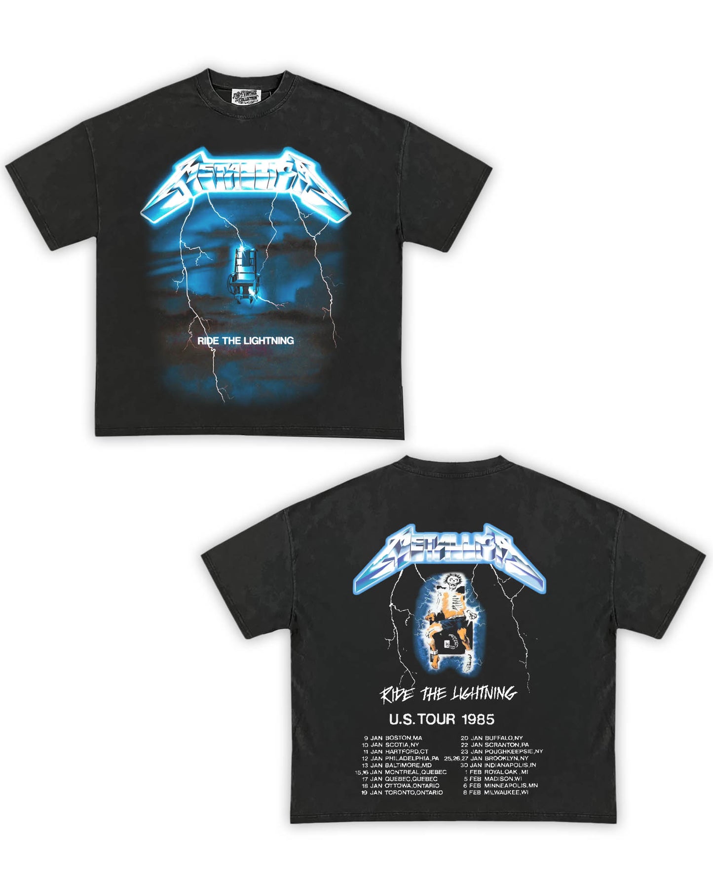 Metallica Tribute Vintage Shirt: Front/Back (Vintage Black)