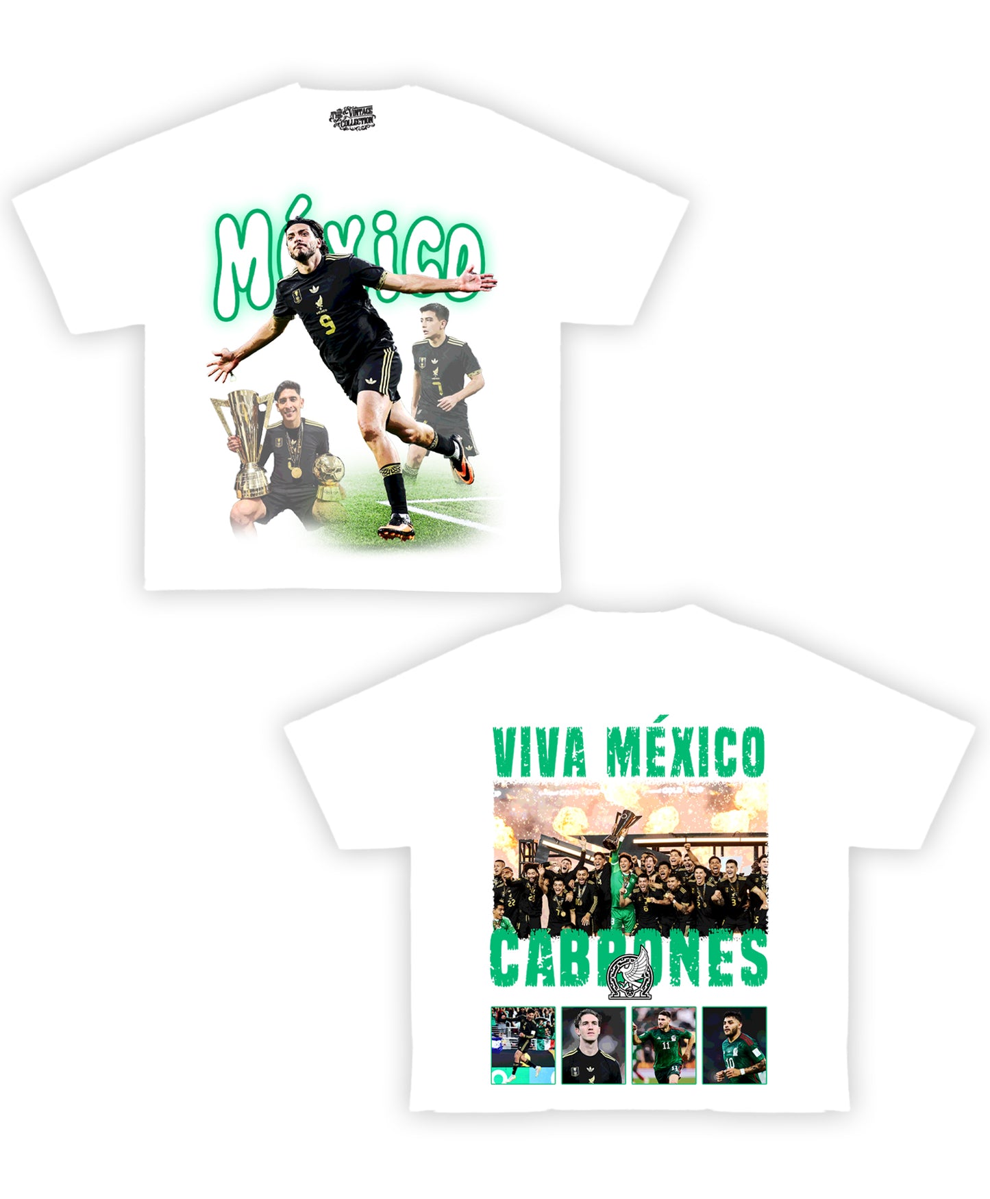 Mexico Copa Oro 2025 Tribute Vintage Shirt: Front/Back (White)