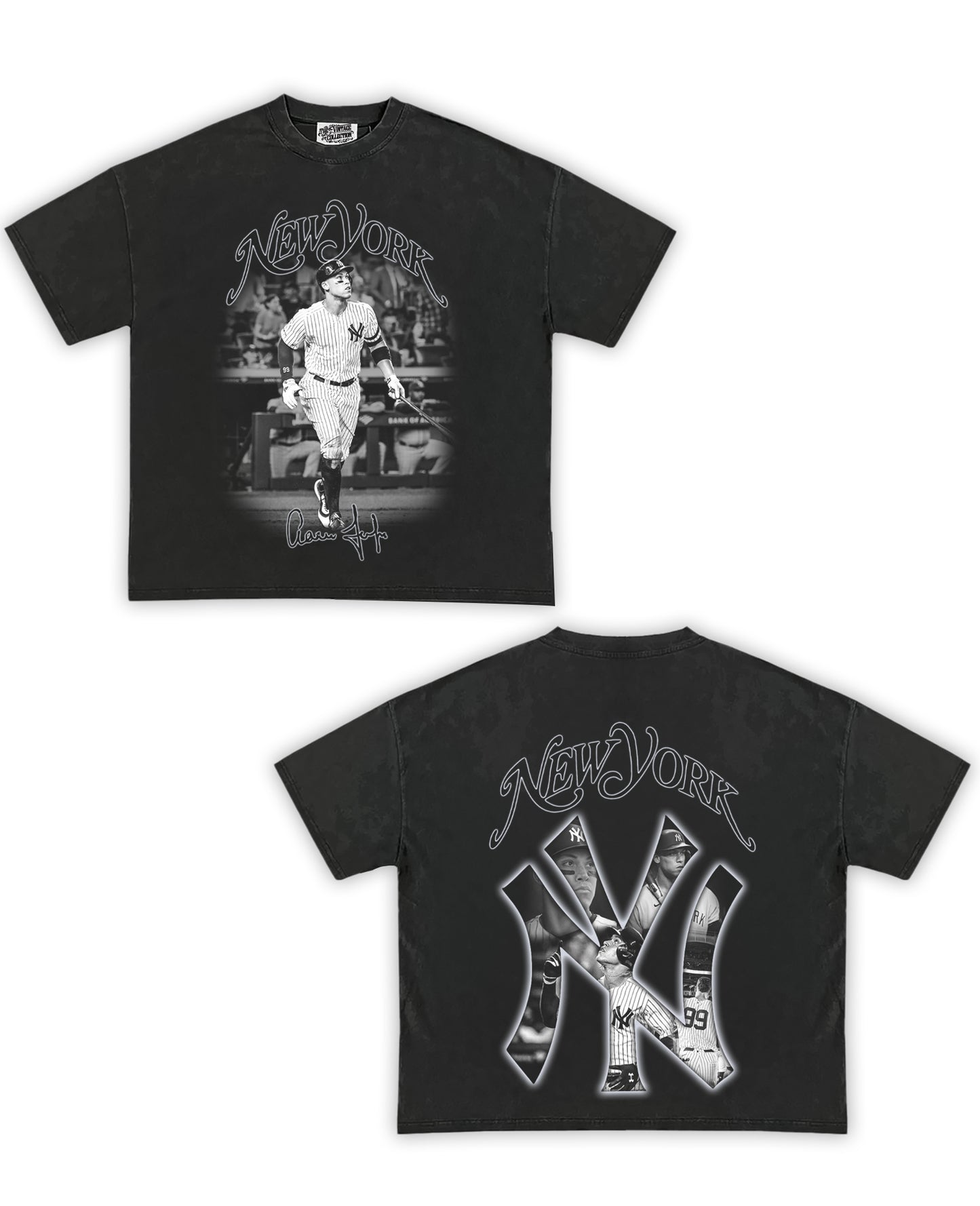 New York Aaron Judge Tribute Vintage Shirt: Front/Back (Vintage Black)
