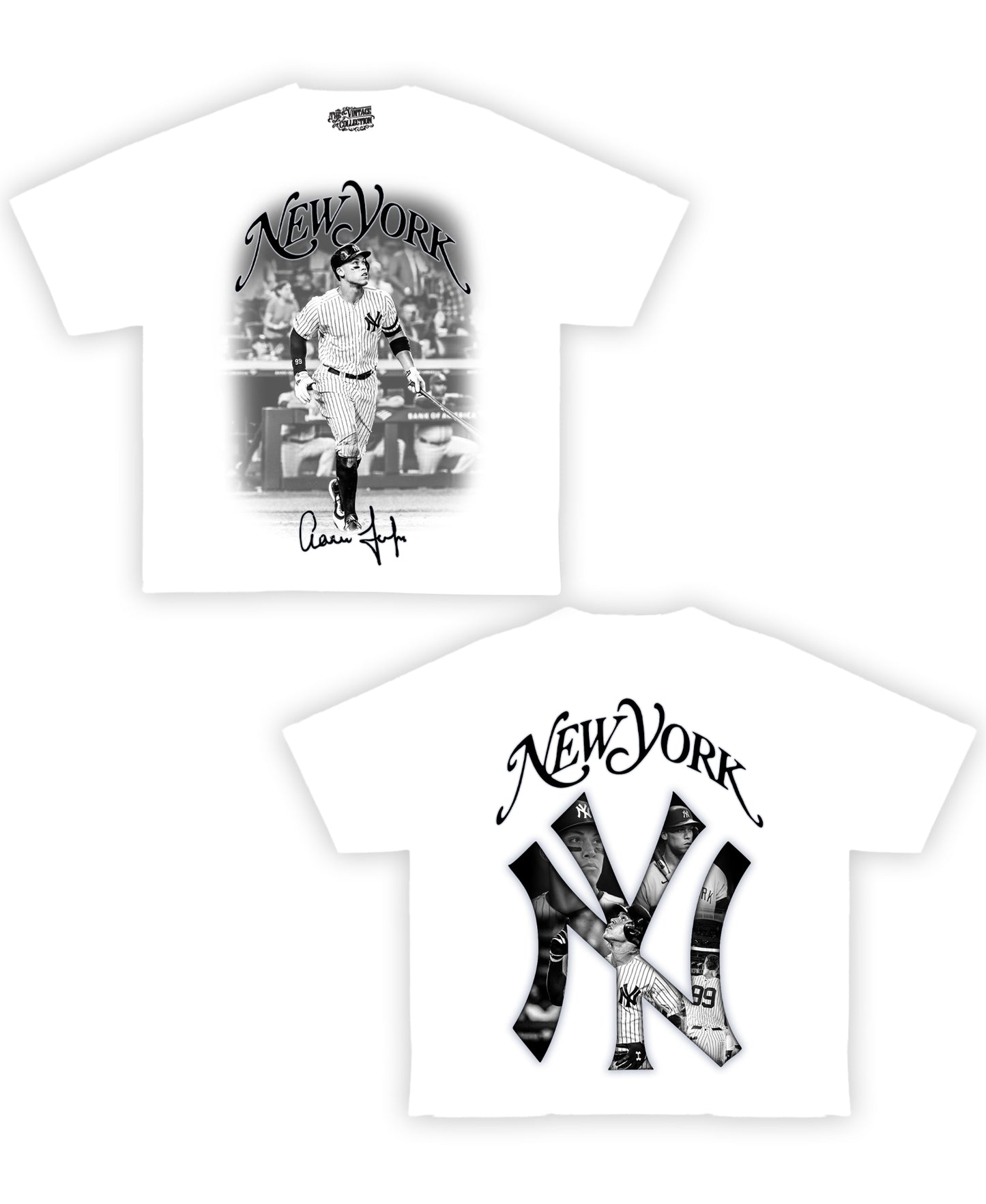 New York Aaron Judge Tribute Vintage Shirt: Front/Back (White)