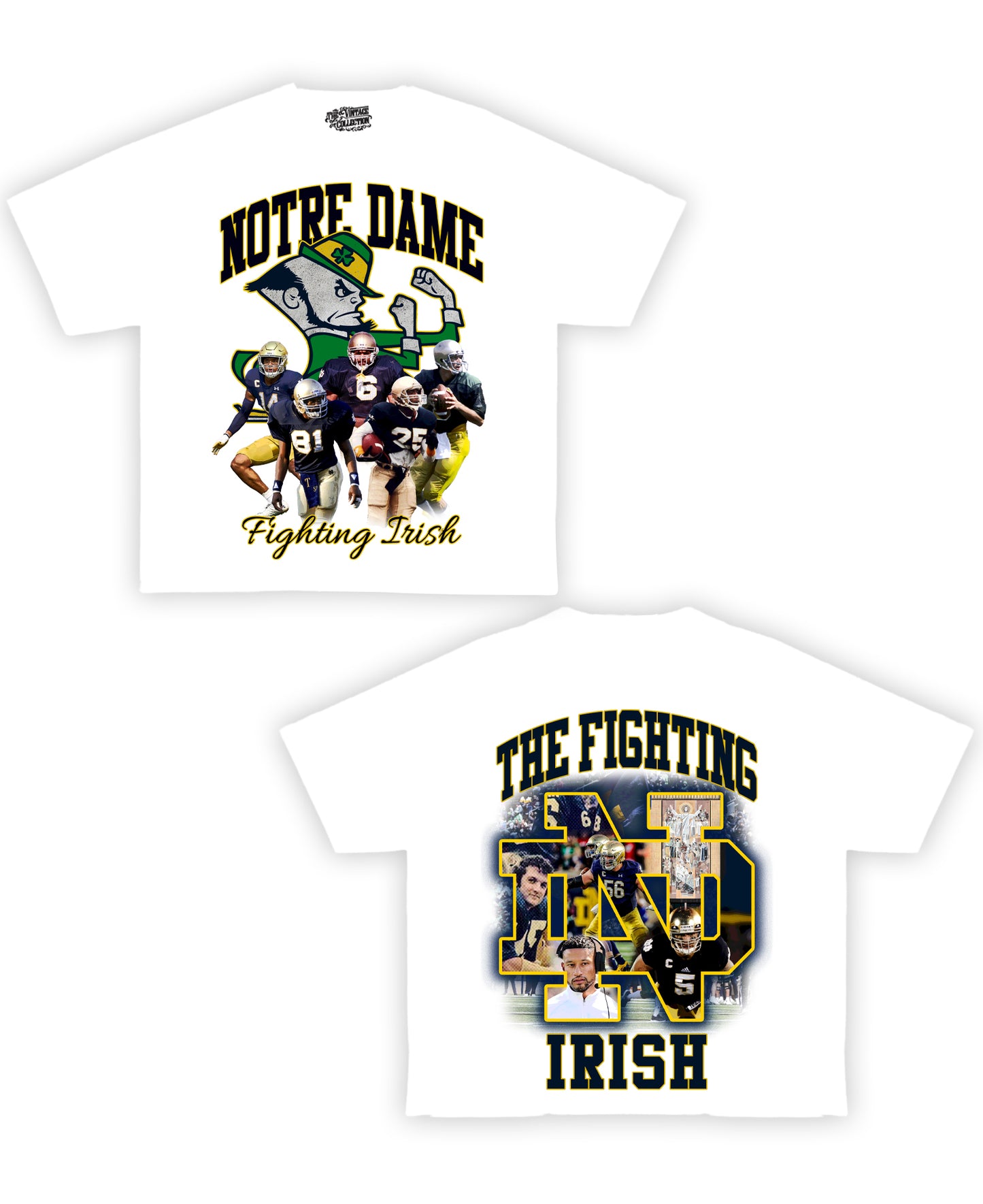 Notre Dame Tribute Vintage Shirt: Front/Back (White)