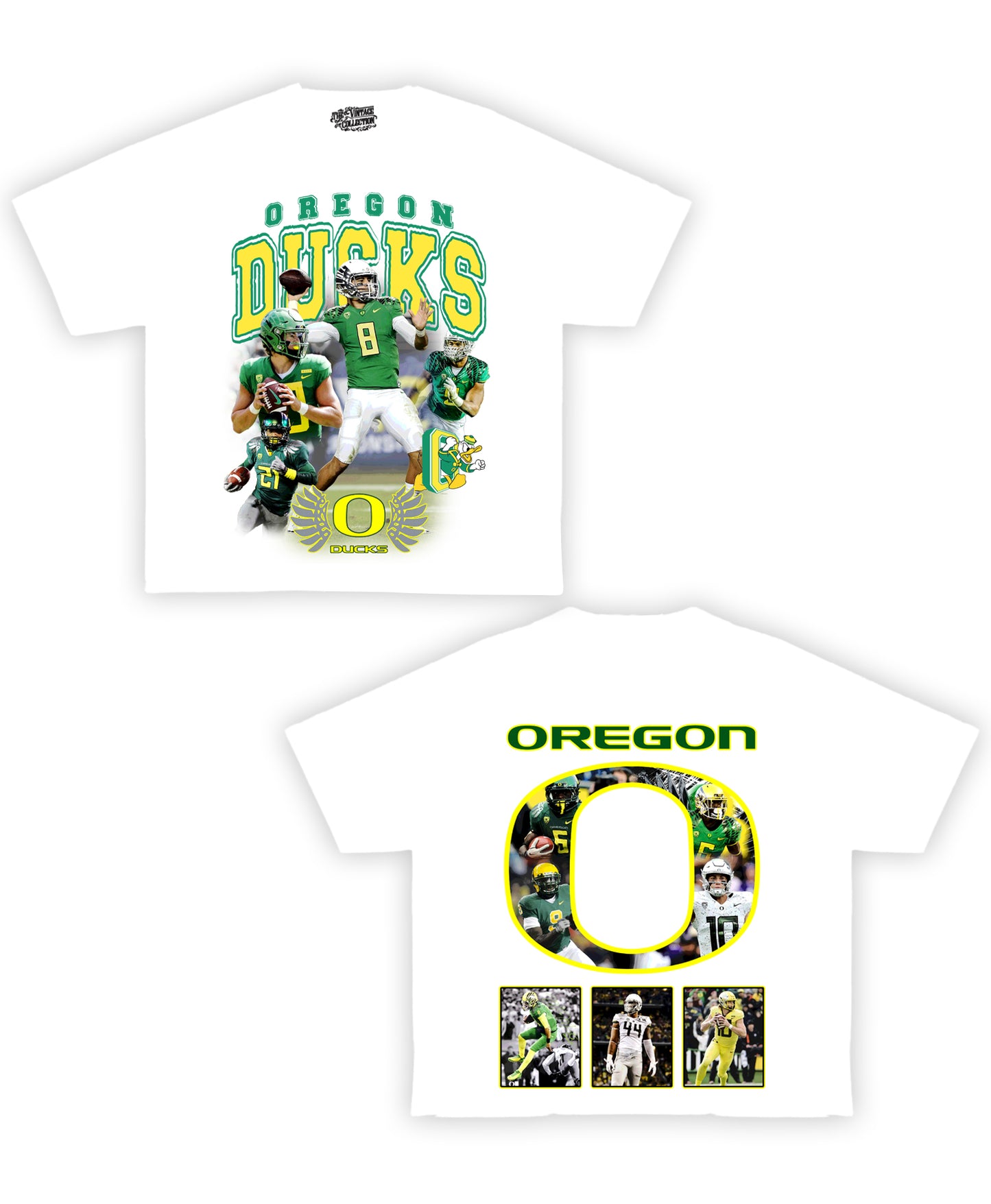 Oregon Ducks Football Tribute Vintage Shirt: Front/Back (White)