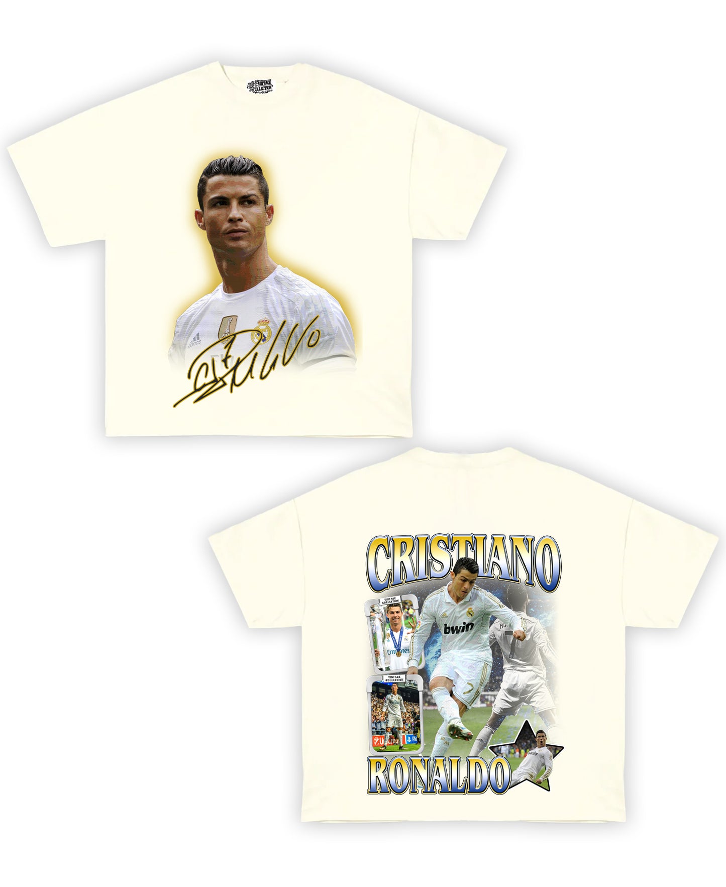 Ronaldo Tribute Vintage Shirt: Front/Back (White)