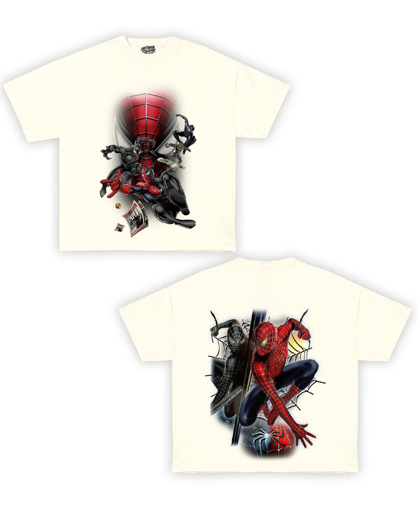 Spider-Man/Venom Tribute Vintage Shirt: Front/Back (White)
