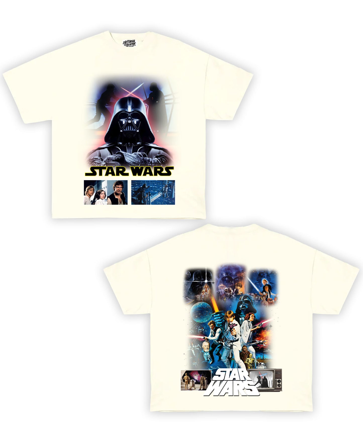 Star Wars Tribute Vintage Shirt: Front/Back (White)