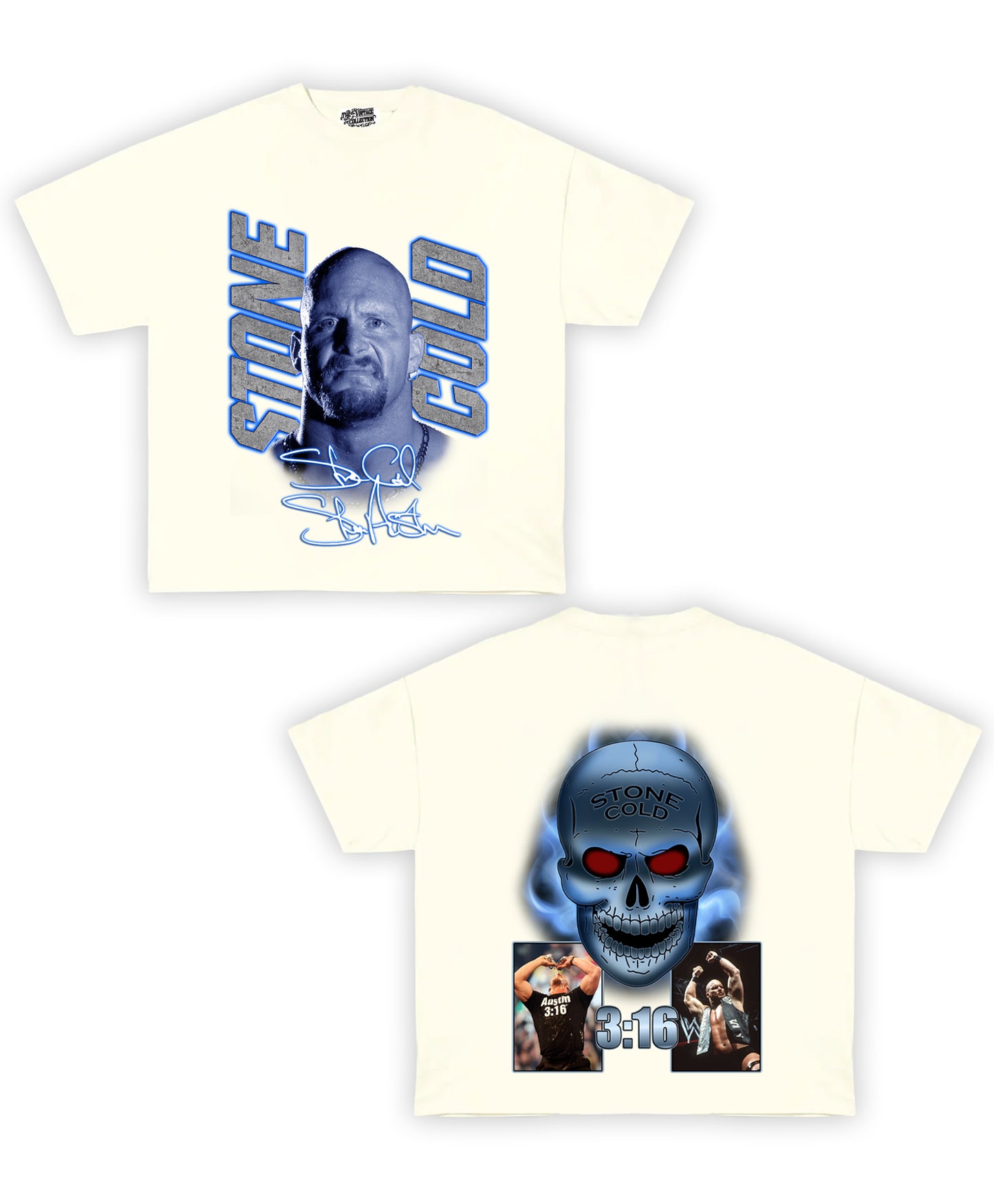 Stone Cold Tribute Vintage Shirt: Front/Back (White)