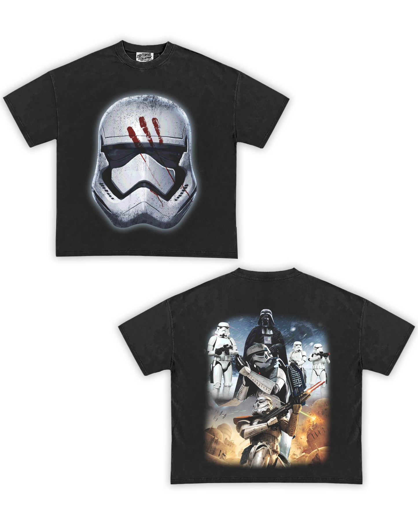 Storm Trooper Tribute Vintage Shirt: Front/Back (Vintage Black)