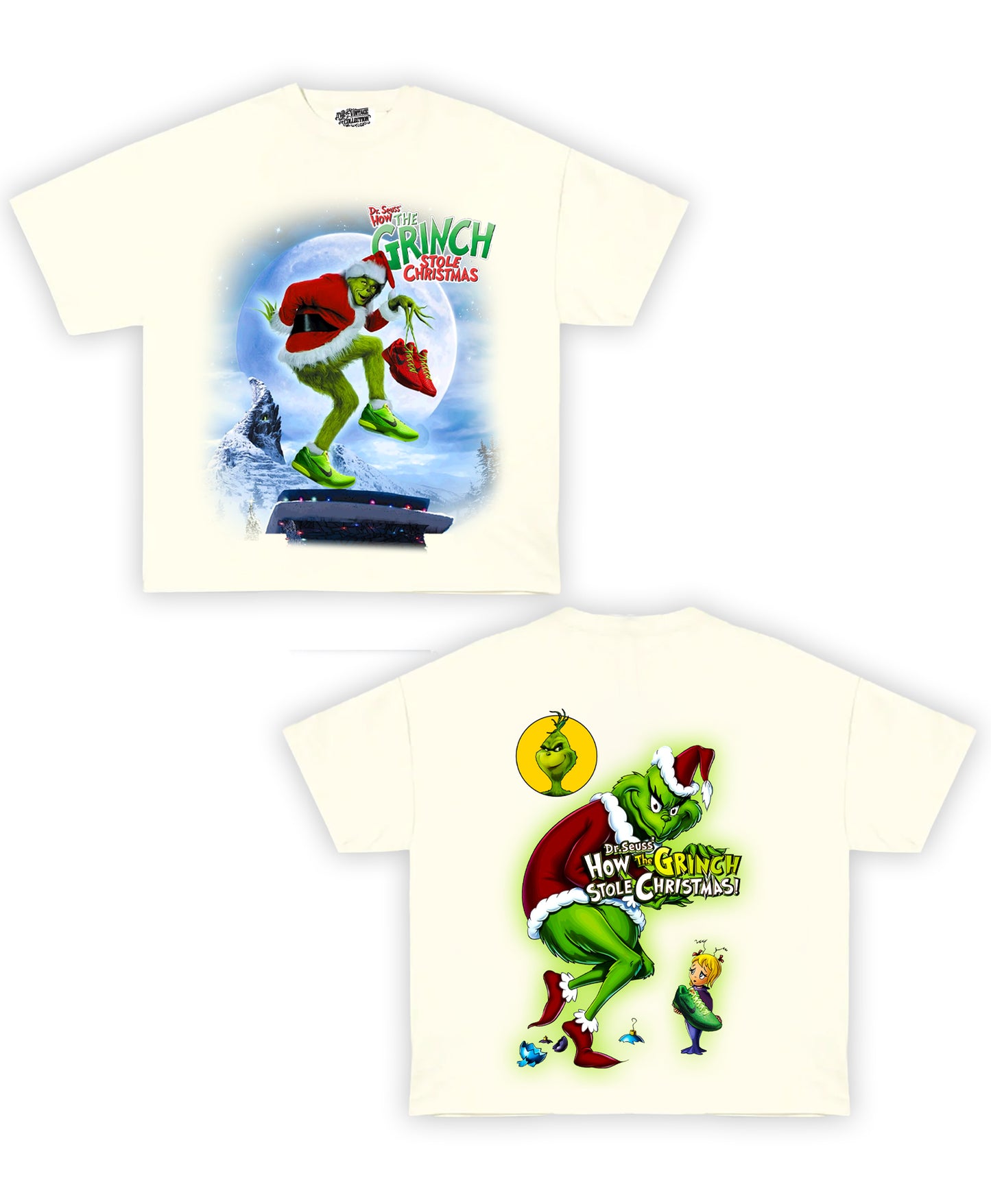 The Grinch Tribute Vintage Shirt: Front/Back (White)