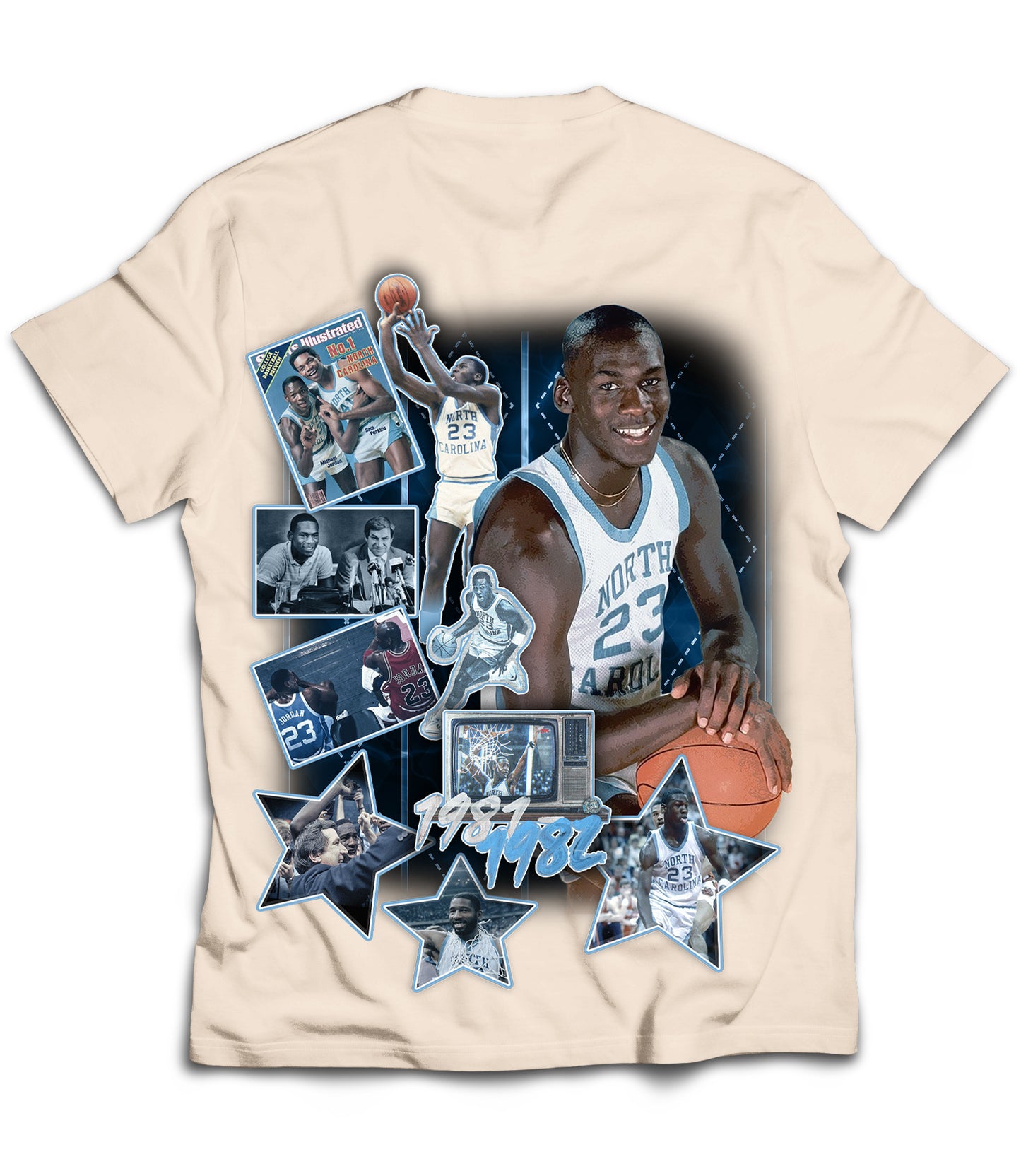UNC GOAT Tribute Vintage Shirt: Front/Back (White)
