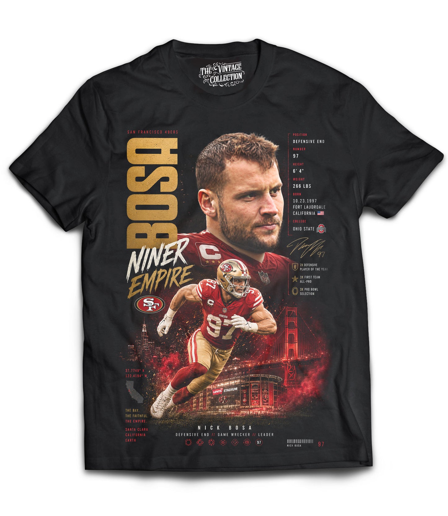 Nick Bosa Vintage Shirt (Black) *Adult & Youth*