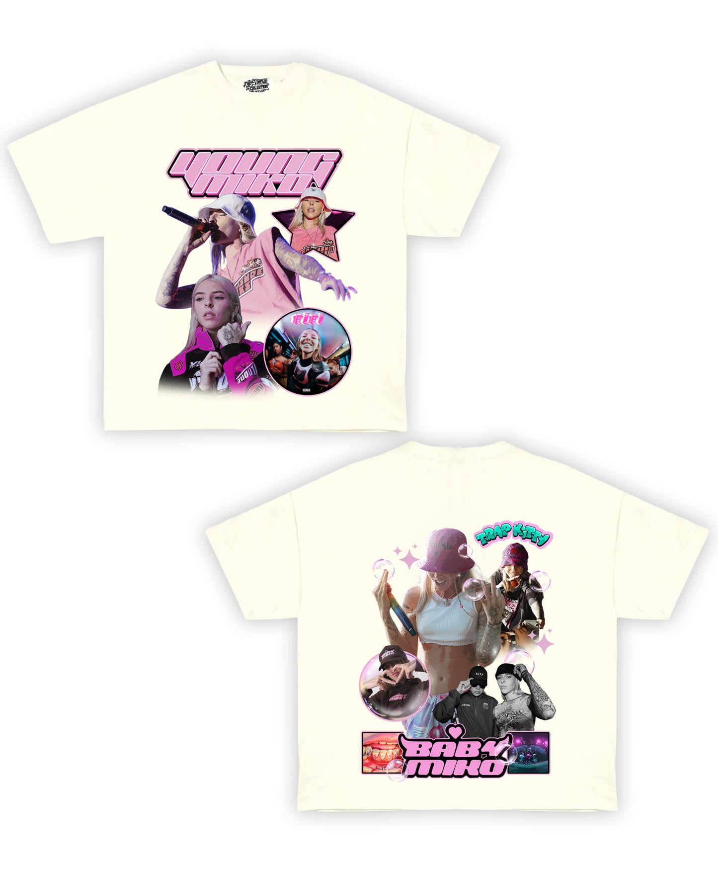 Young Miko Tribute Vintage Shirt: Front/Back (White)