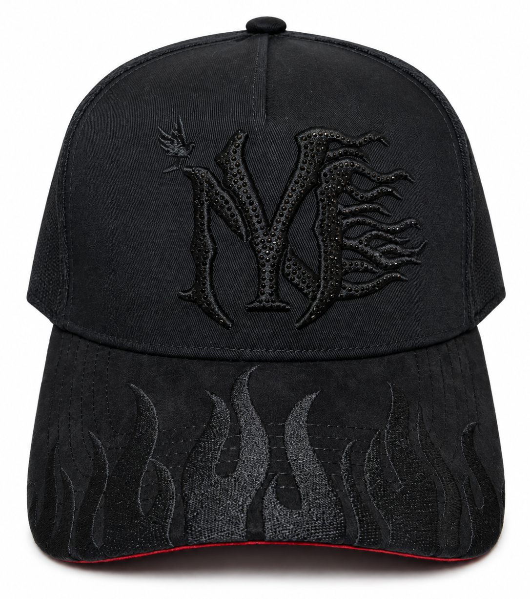 NY Black Rhinestone Snapback Hat *2026*