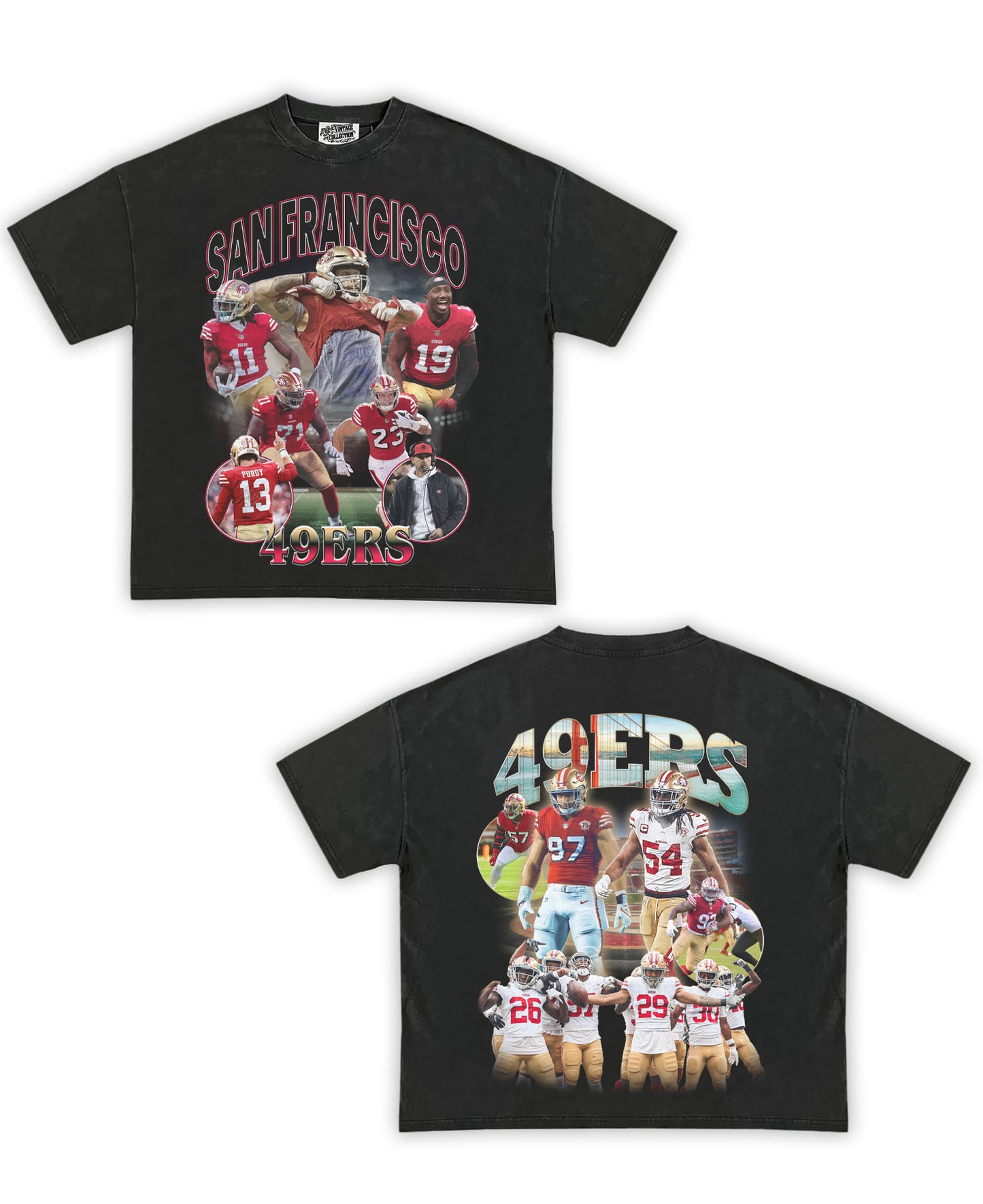 SF 49ers Tribute Shirt: Front/Back (Vintage Black)