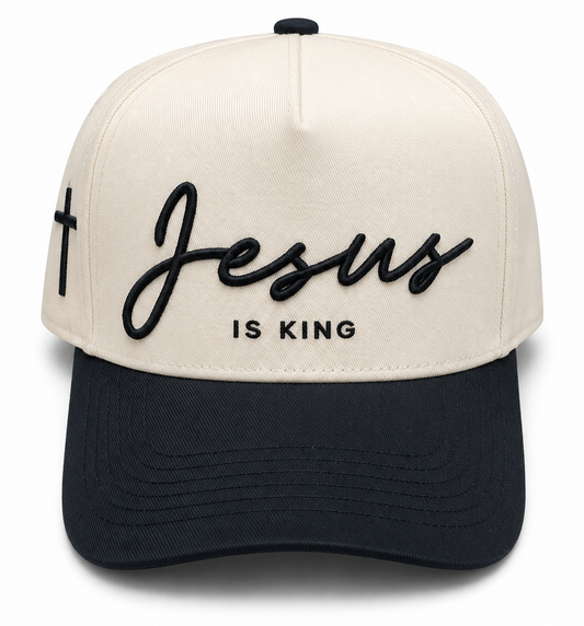 Jesus is King Cream/Black Snapback Hat *2026*