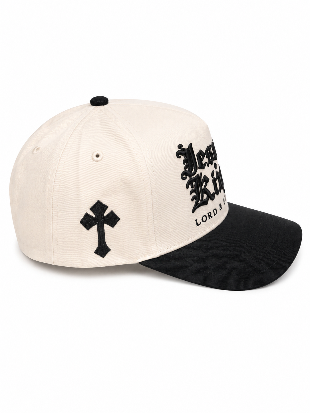 Jesus is King Lord & Savior Cream/Black Snapback Hat *2026*