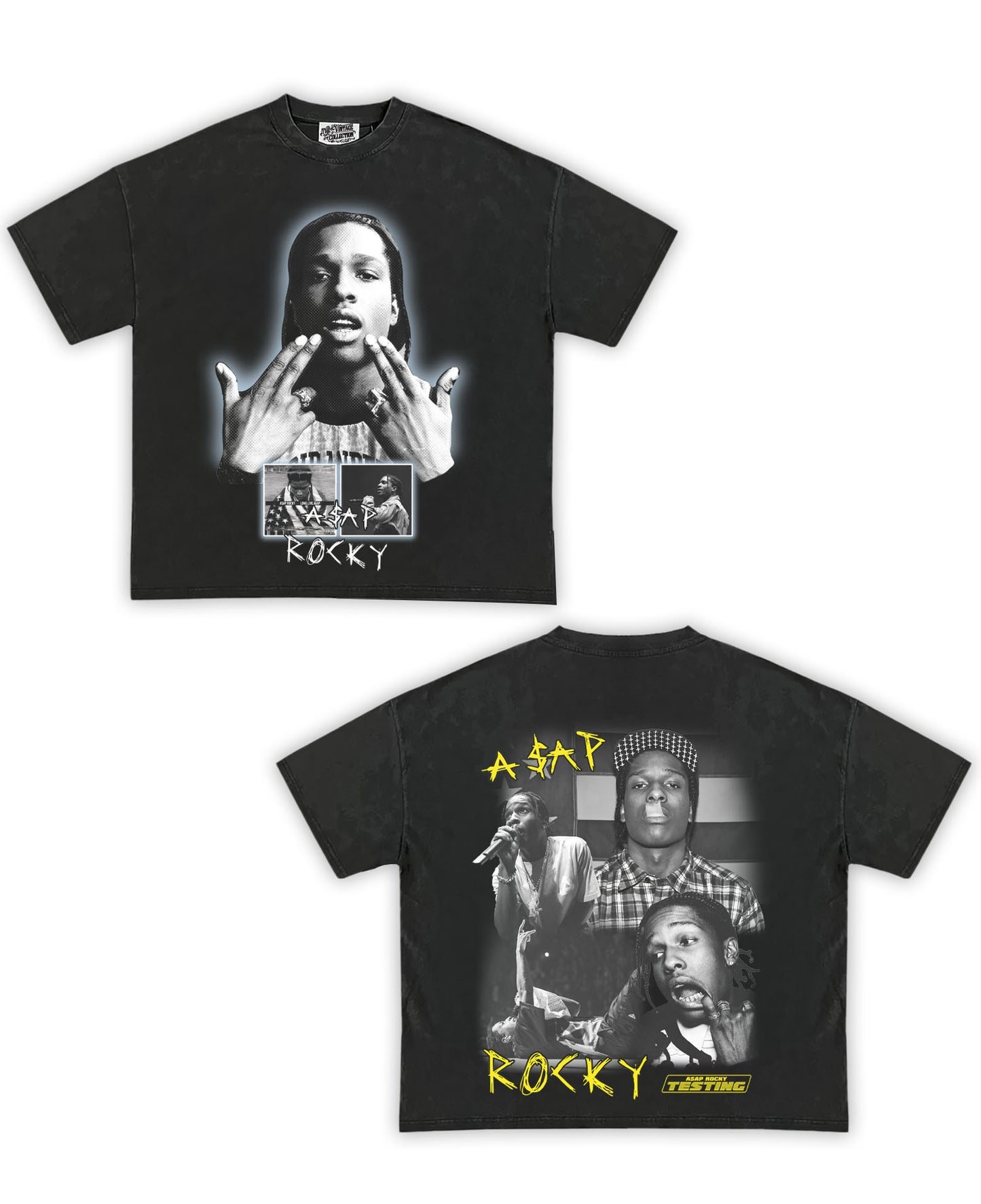 A$AP Rocky Tribute Vintage Shirt: Front/Back (Vintage Black)