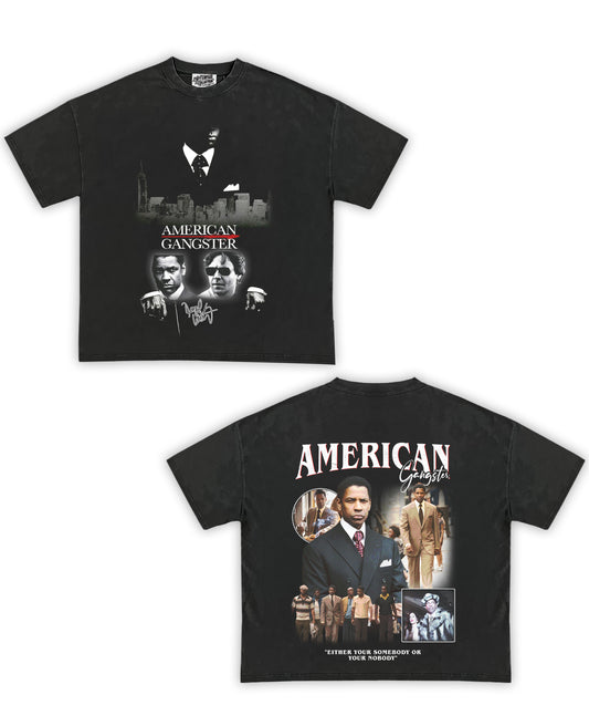 American Gangster Tribute Vintage Shirt: Front/Back (Vintage Black)