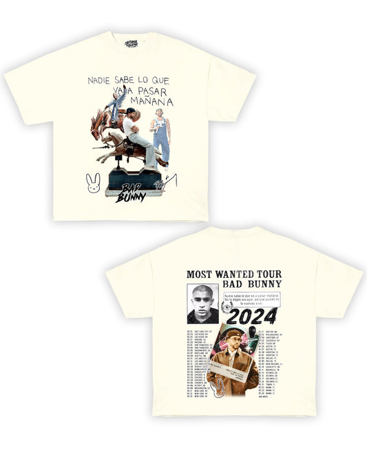 Bad Bunny Tribute Vintage Shirt: Front/Back (Cream)