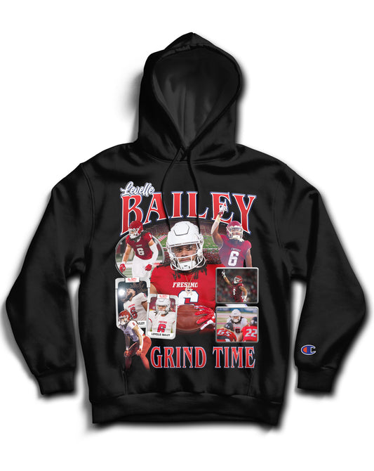 Levelle Bailey "GRIND TIME-DROP 2" Tribute Hoodie *LIMITED EDITION* (Black & White)