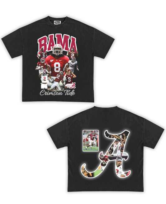 Alabama Crimson Tide Football Tribute Vintage Shirt: Front/Back (Vintage Black)