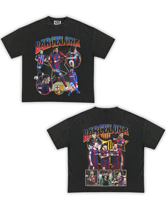 FC Barcelona Tribute Vintage Shirt: Front/Back (Vintage Black)