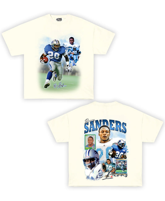 Barry Sanders Tribute Vintage Shirt: Front/Back (Cream)