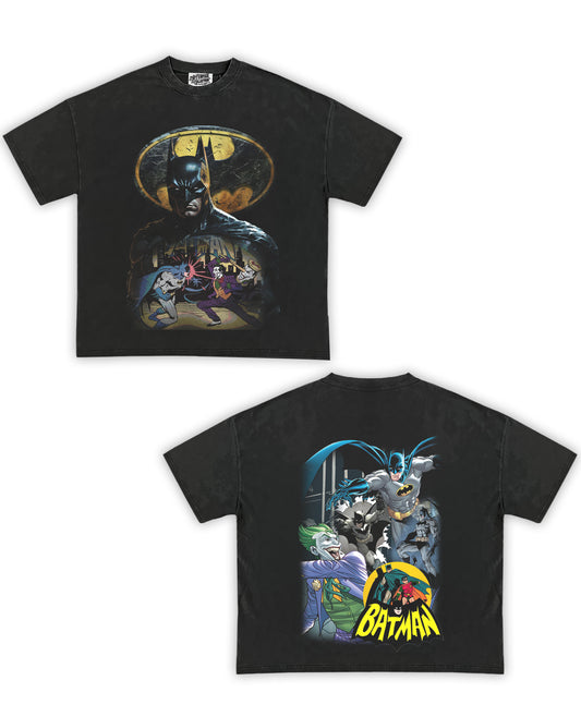 Batman Tribute Vintage Shirt: Front/Back (Vintage Black)
