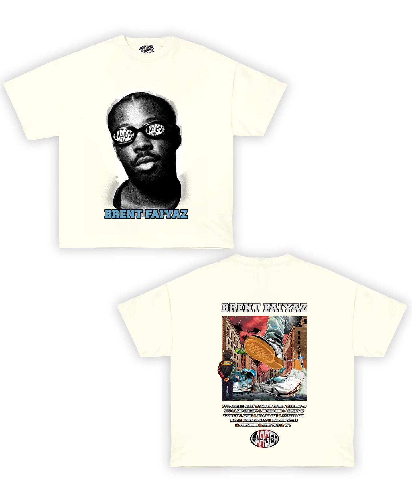 Brent Faiyaz Tribute Vintage Shirt: Front/Back (Cream)