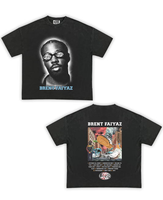 Brent Faiyaz Tribute Vintage Shirt: Front/Back (Vintage Black)